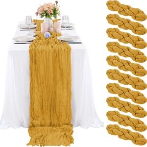 10 Pcs Mustard Cheesecloth Table Runner 10FT